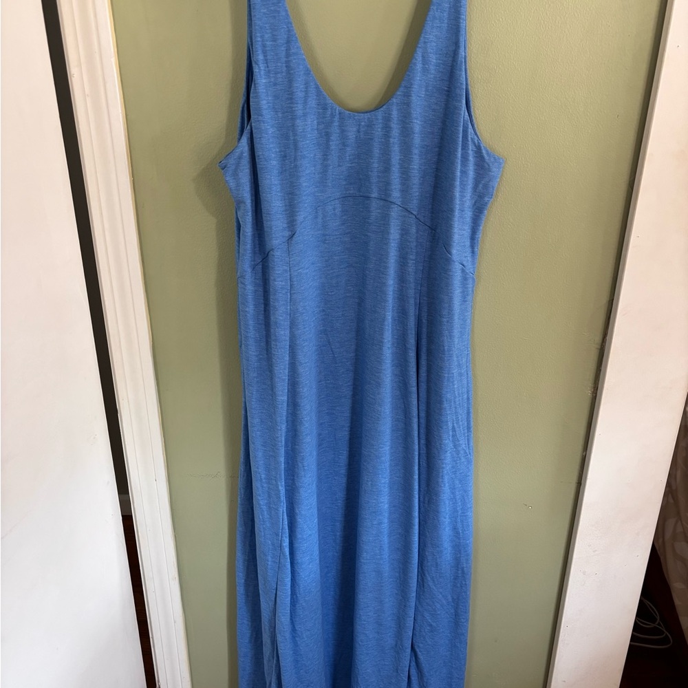 Sleeveless Blue Maxi Dress - Classic Scoop Neck